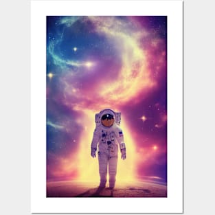 Colourful astronaut in space design Posters and Art